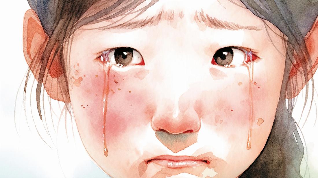 Zeichnung eines weinenden Mädchens