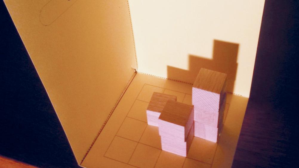 Abb. 1: In der Schattenbox wird der Schatten zu einem Würfelbauwerk sichtbar.
