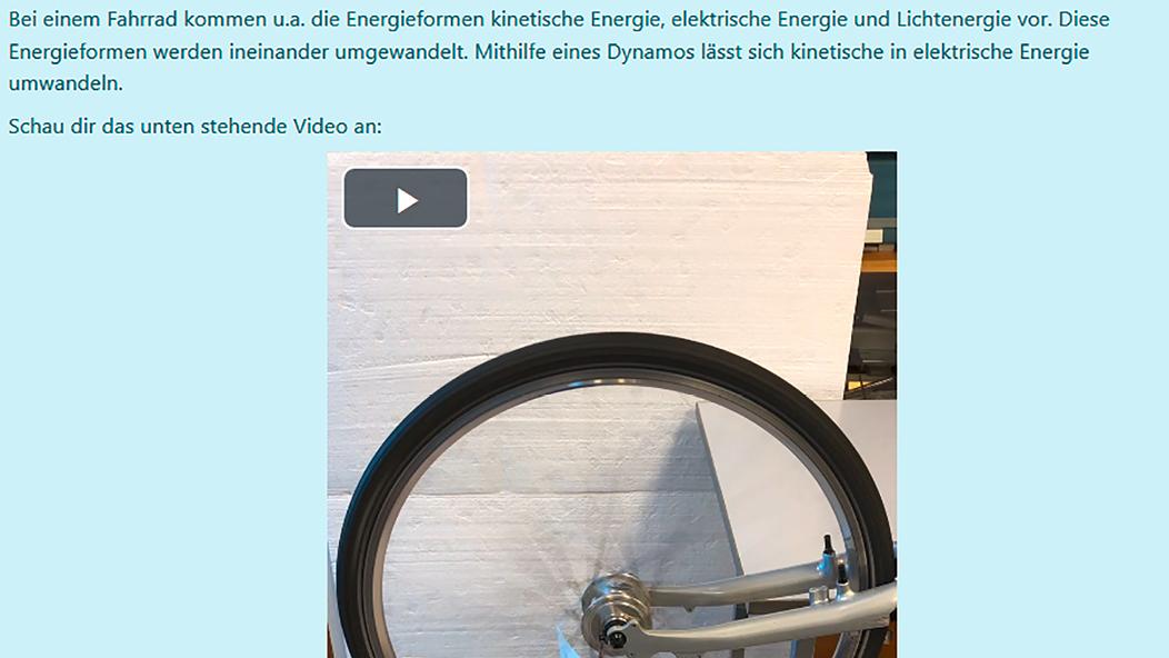 Screenshot Video Lehr-Lernplattform Energieumwandlung Dynamo