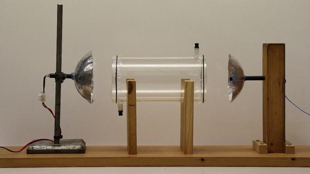 Kugelschalen Kunststoffröhre Detektor Strahlungsquelle Experiment