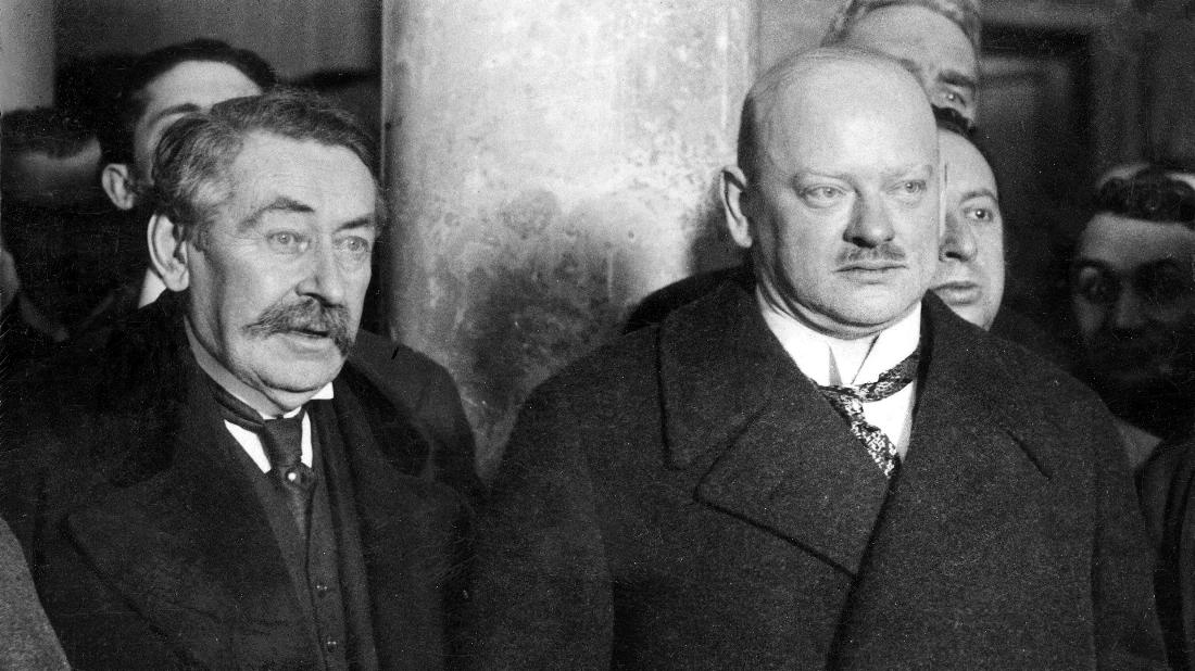 Die Außenminister Frankreichs und Deutschlands Aristide Briand und Gustav Stresemann im Jahr 1926