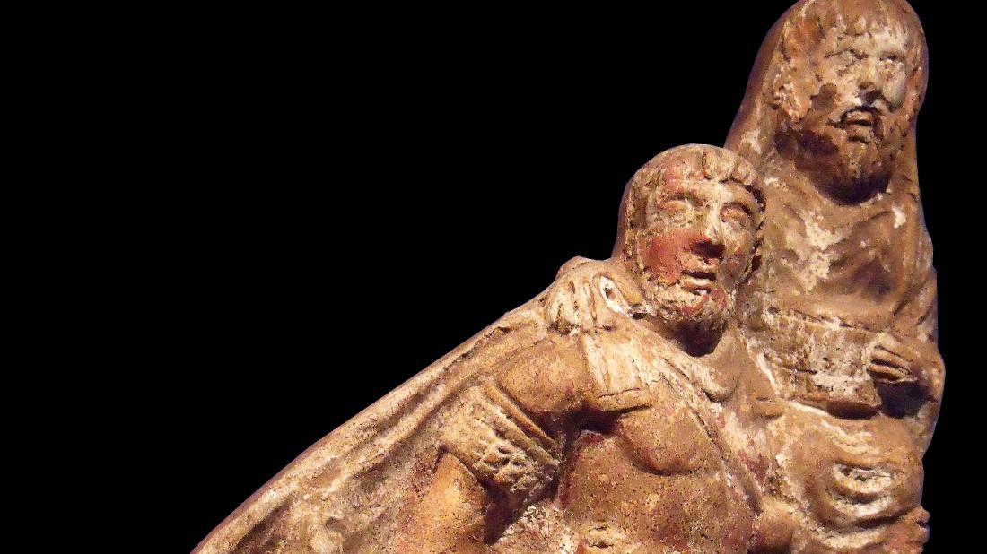 Terracotta: Aeneas, Anchises und Ascanius fliehen aus Troja
