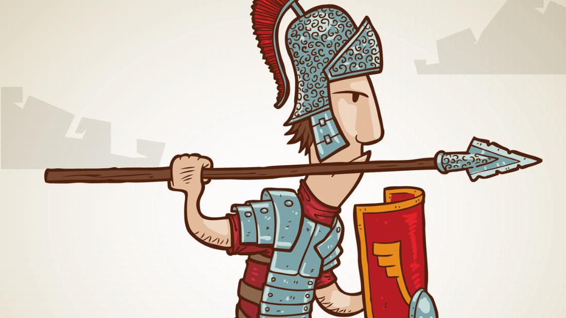 Karikatur eines römischen Soldaten