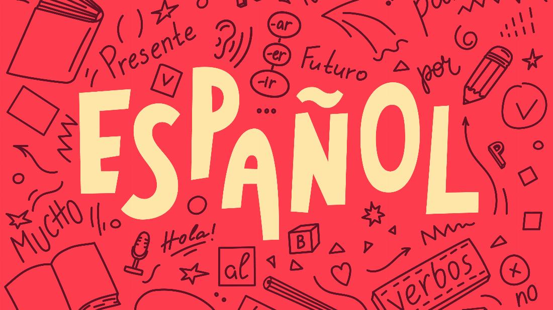spanische Grammatikthemen auf rotem Hintergrund